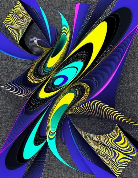 Abstract Geometric Fractal in Cubist Digital Art