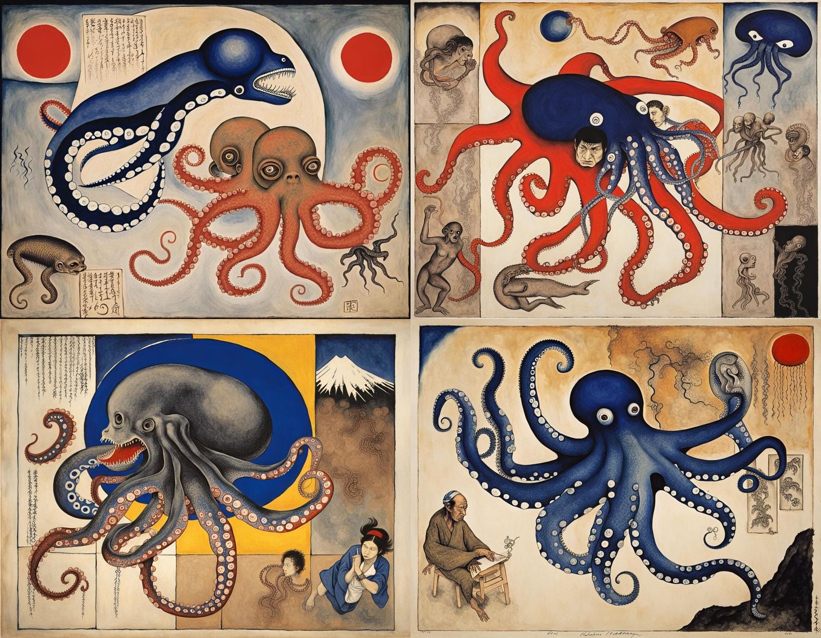 Surreal Hybrid Creatures in Bauhaus Style