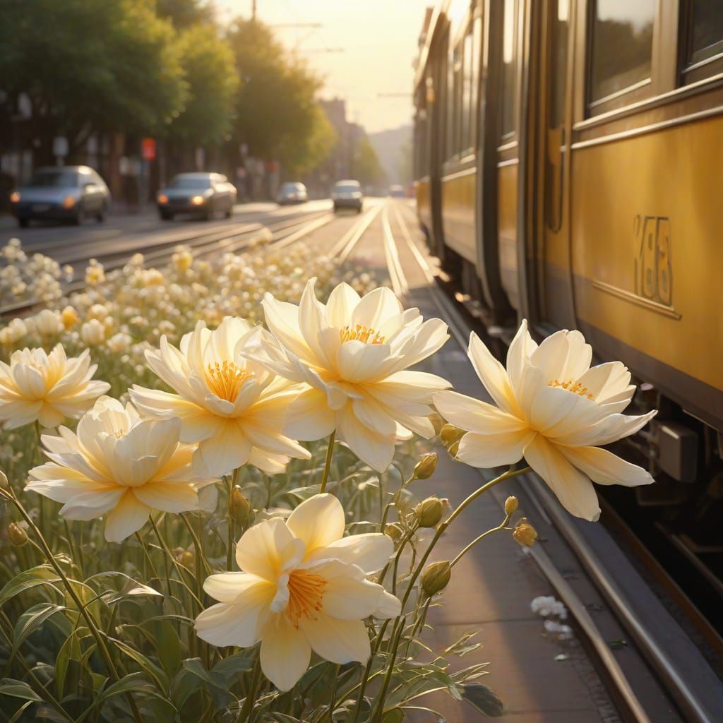Summer Tram in Three-Dimensional Watercolor