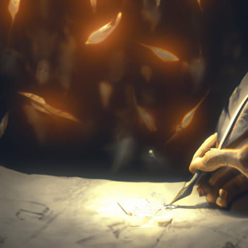 Epic Handwriting with Feather Pen on Parchment