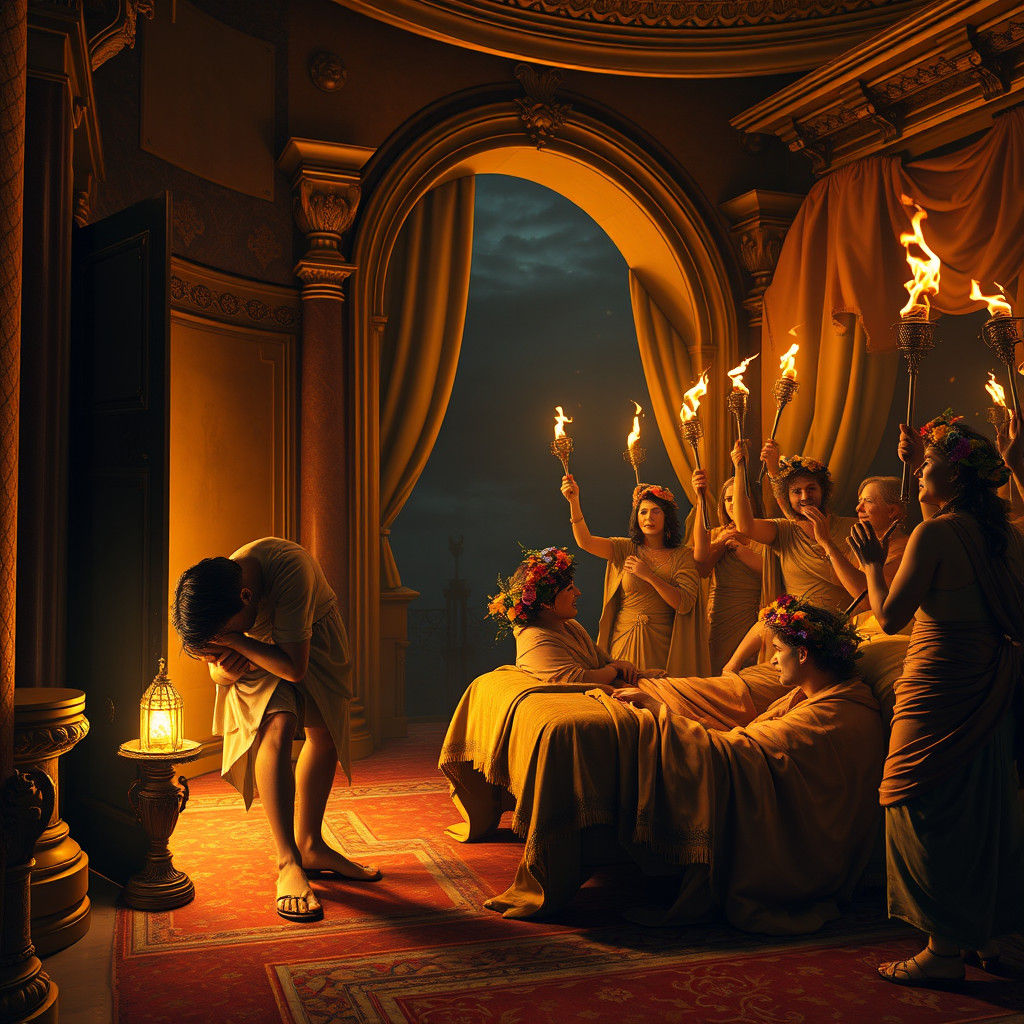 Comus, God of Festivals, in a Golden Hall