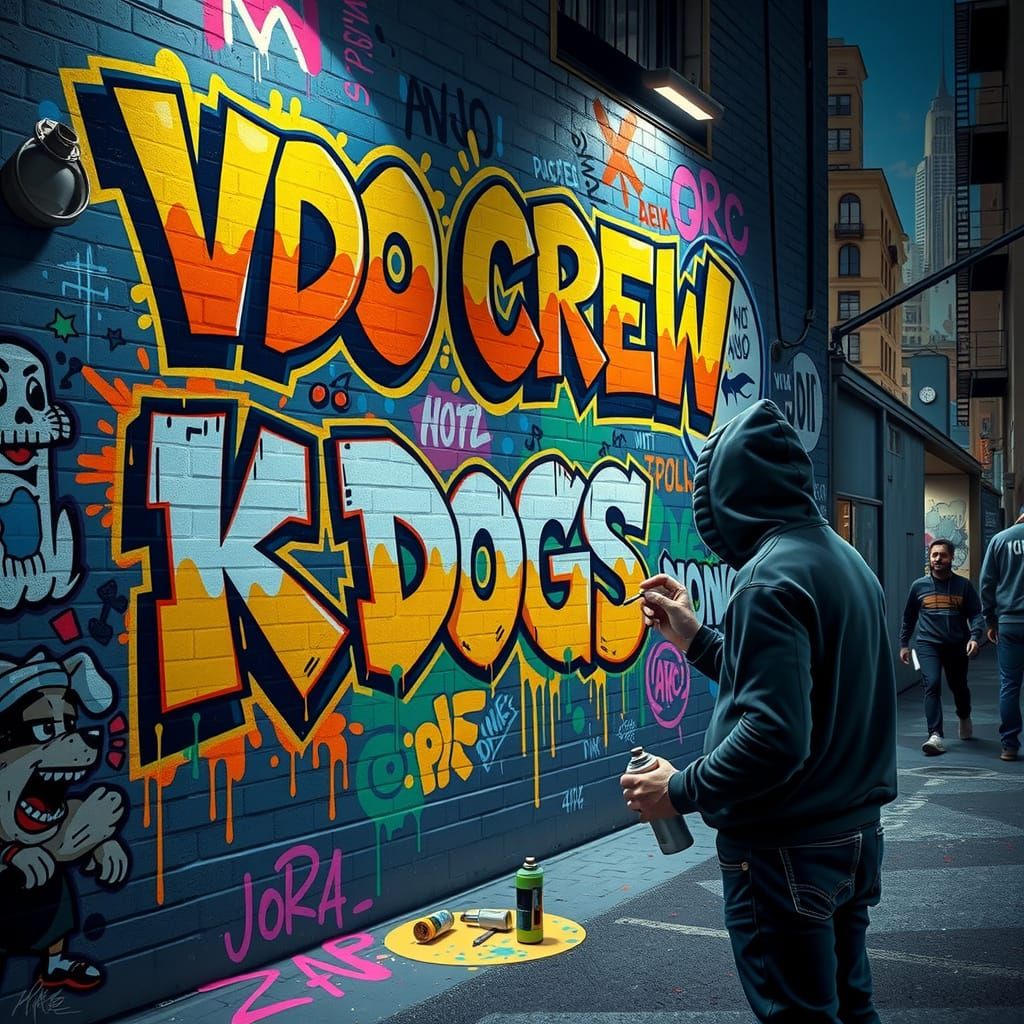 Graffiti Artist JORA Paints VDO Crew Tag in Urban Alley