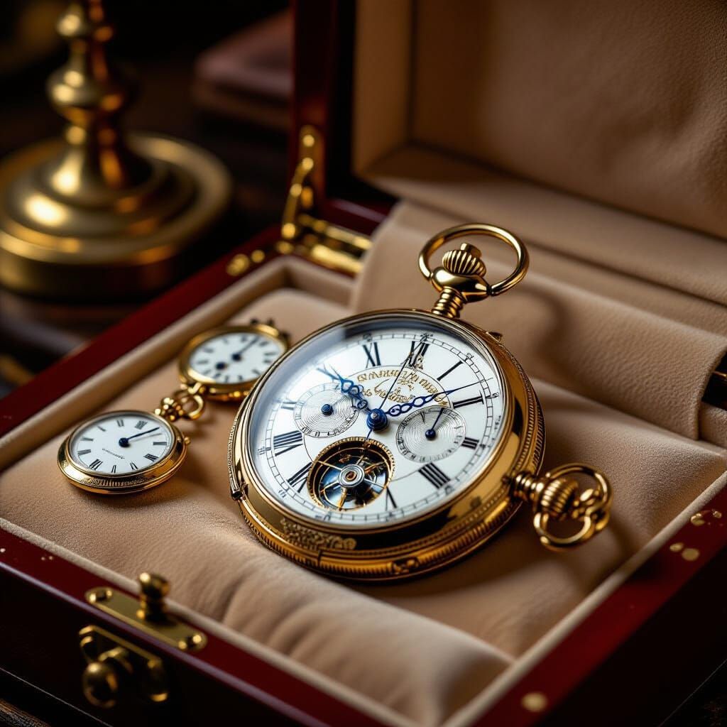 Antique Pocket Watches in Velvet Display Case