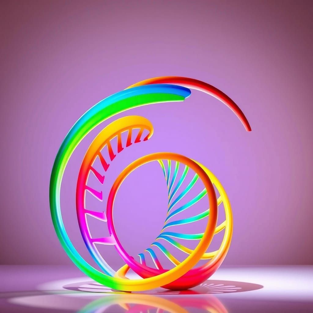 Fibonacci Sculpture in Vibrant Rainbow Gradient