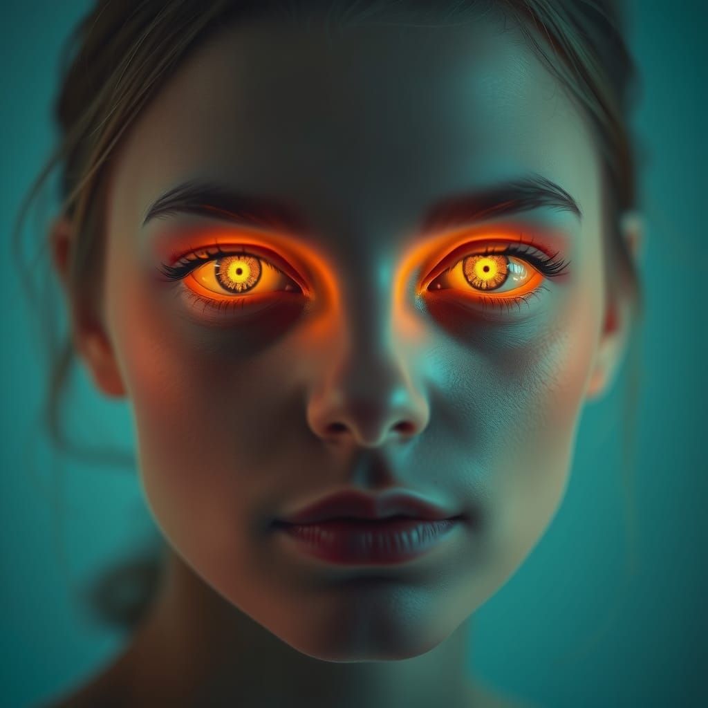 Woman with Radiant Eyes in Dreamlike Light