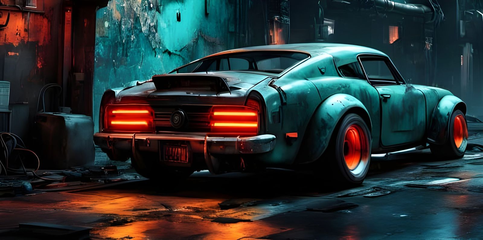 Cyberpunk Rat Rod: Dystopian Automotive Fusion