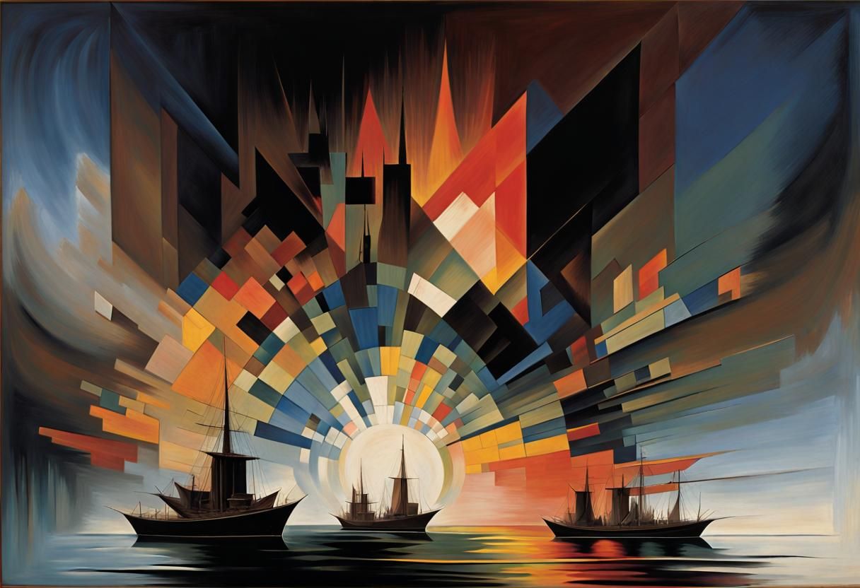 Abstract Op Art Fusion with Geometric Illusions