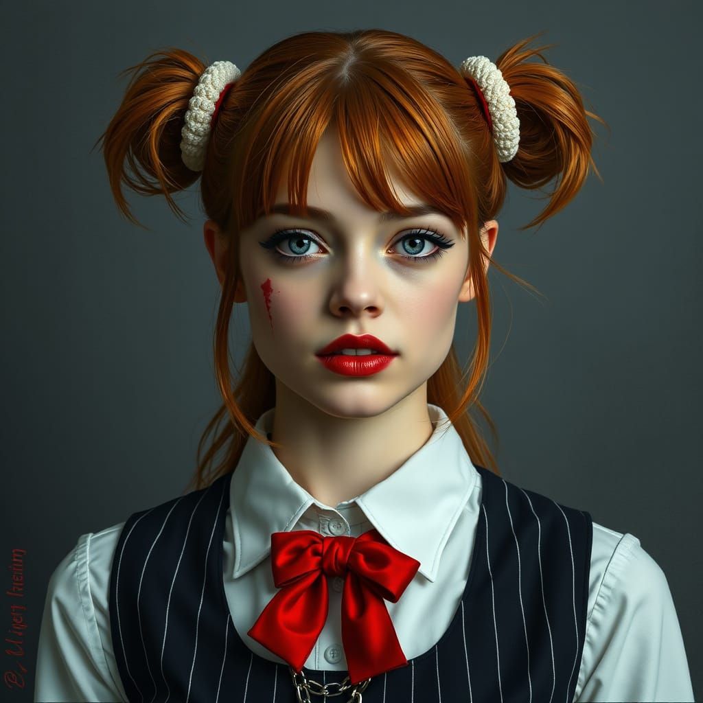 Hyperrealistic Portrait of a Woman with Red Hair