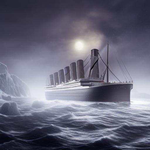 Titanic Voyage on a Dark Winter Ocean