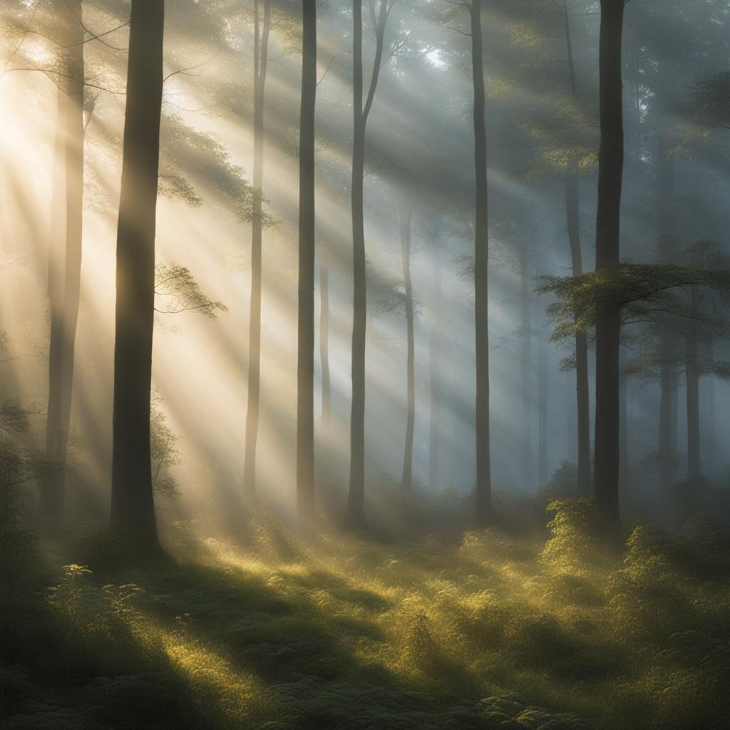 Misty Forest at Dawn: A Scene of Tranquility