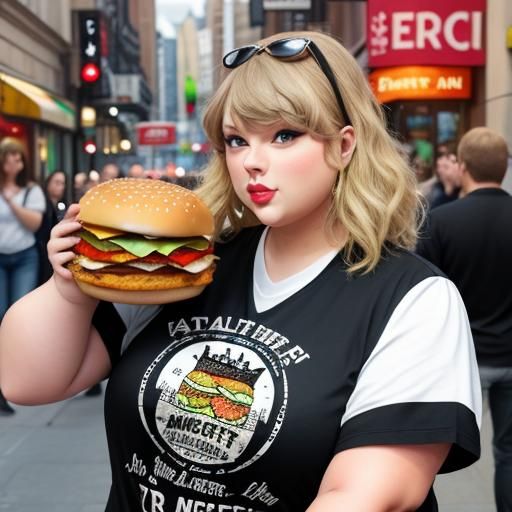 Plus-Size Taylor Swift Eating Burger with 'Fat Pride'