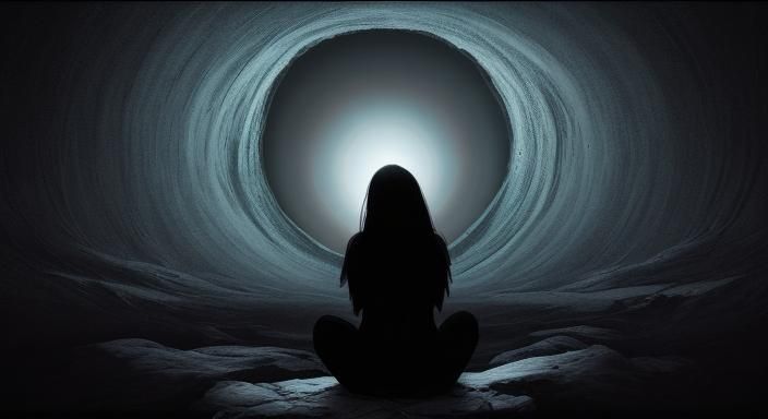 Solitary Figure Gazing into the Abyss