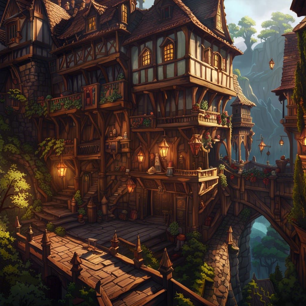 Medieval Tavern in 2D Animation Style