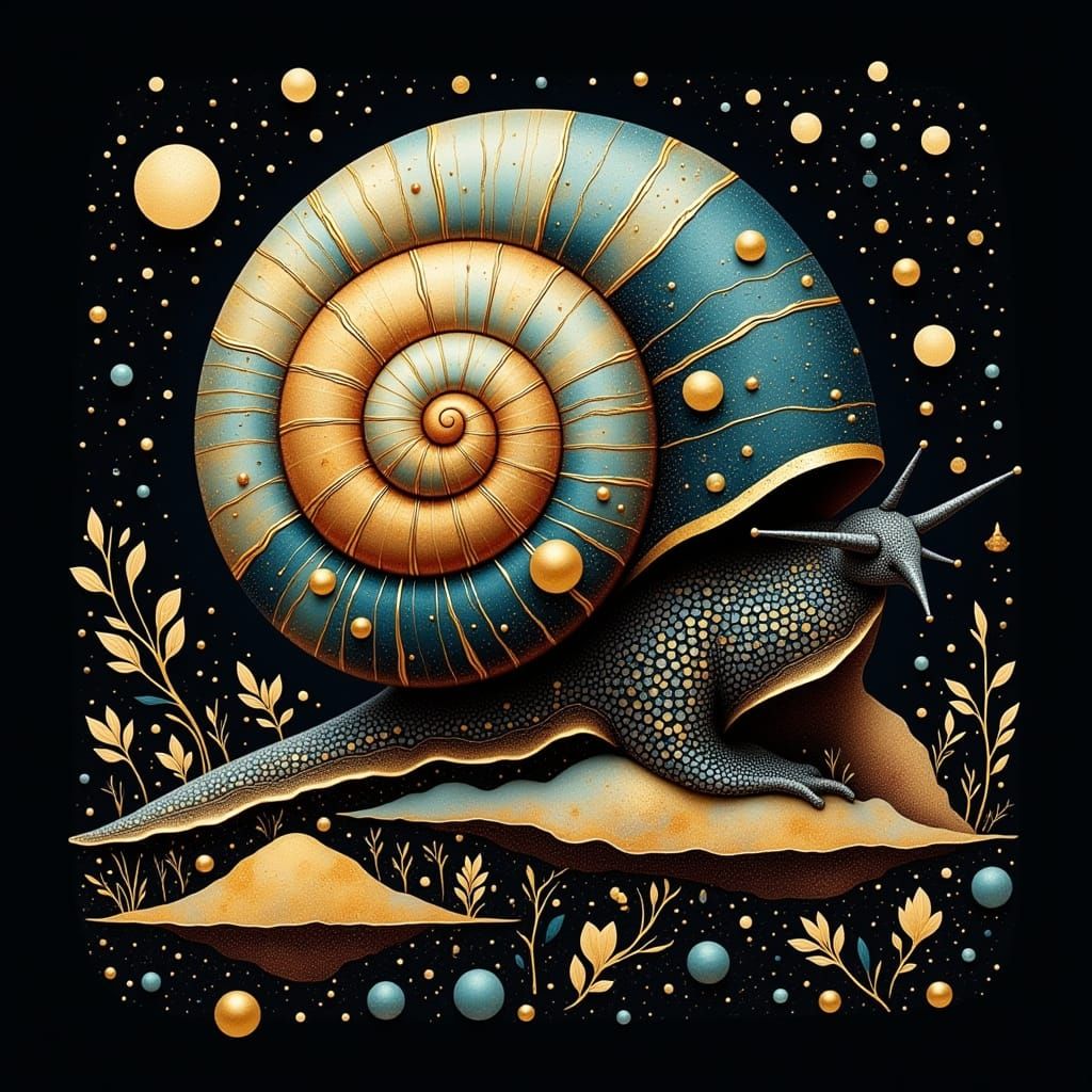 Whimsical Victorian Snail in a Dreamlike Universe