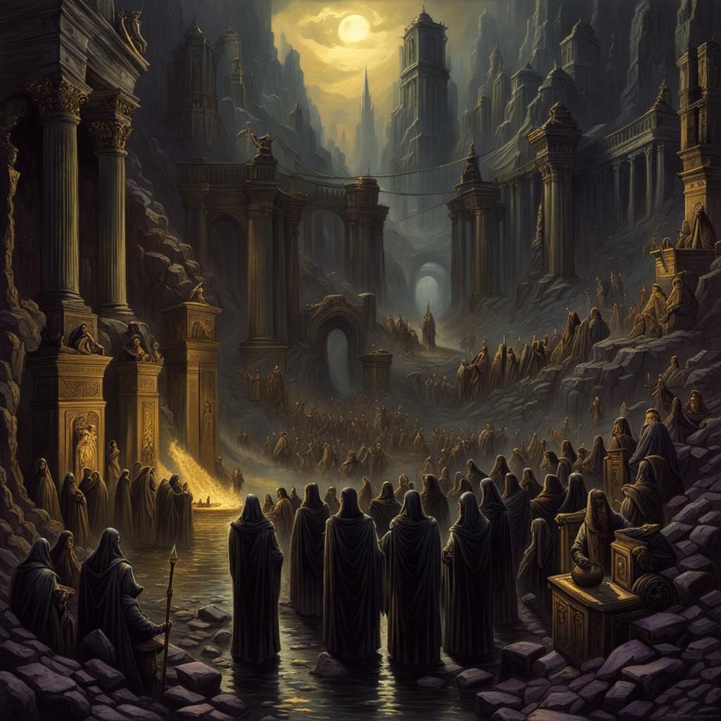 Lovecraftian Golem Underworld: Doré and Rutkowski Inspired H...