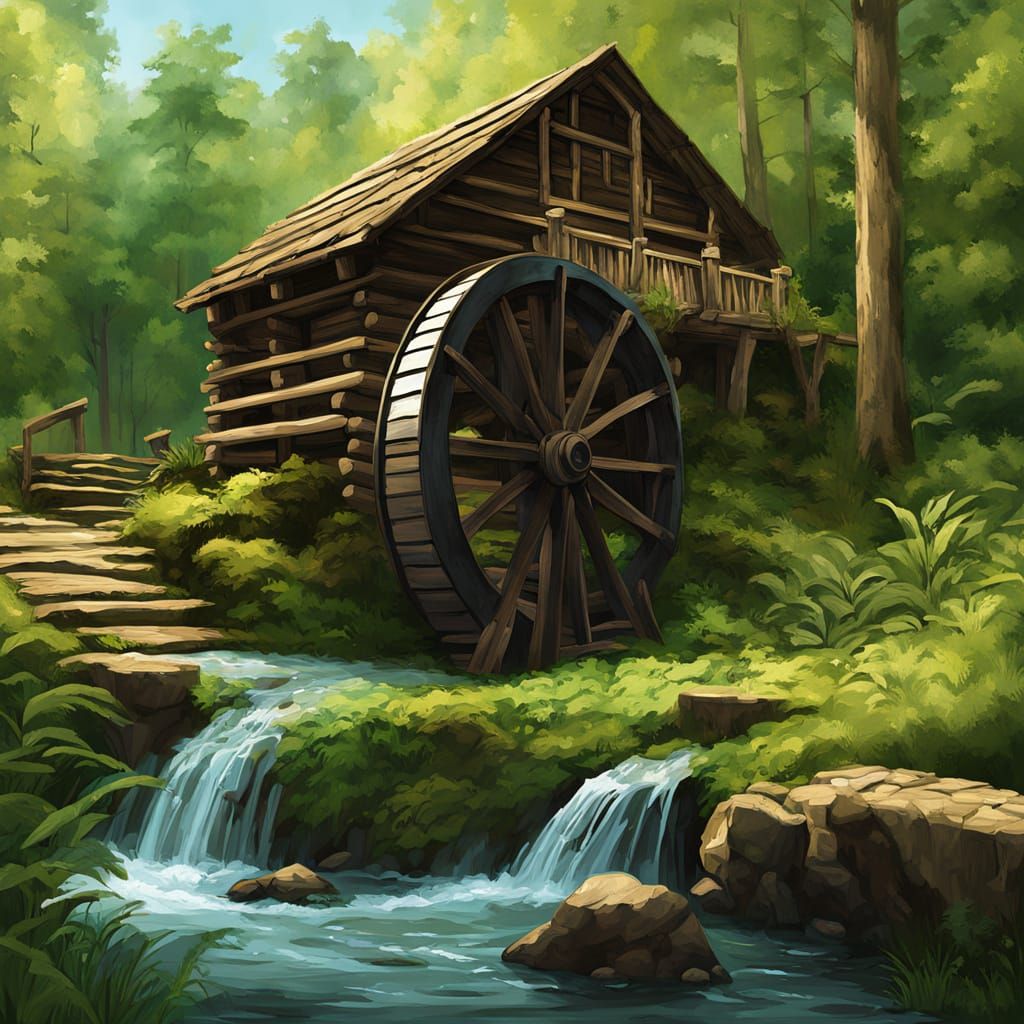 Wooden Hut Amidst Tranquil Forest Scene in Hyperrealistic Sp...