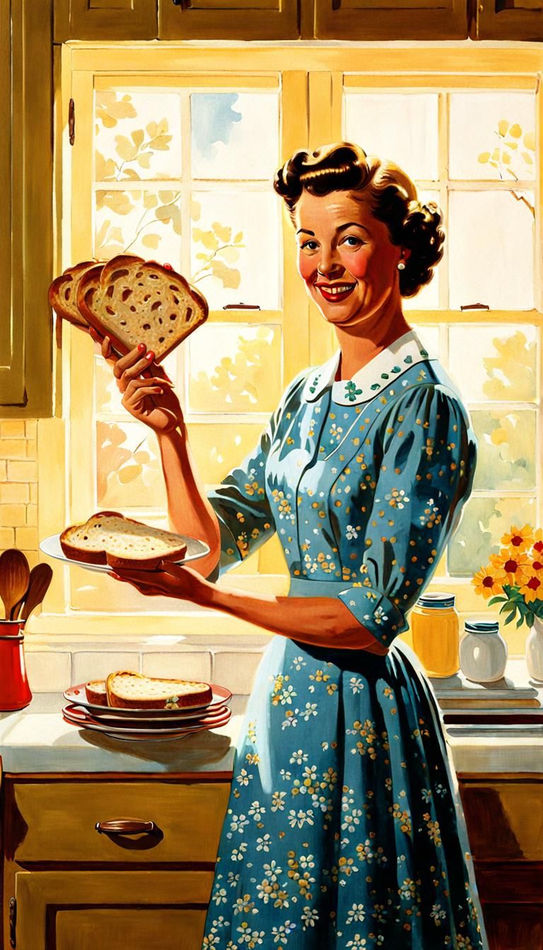 Nostalgic Kitchen Scene in Rockwell Style