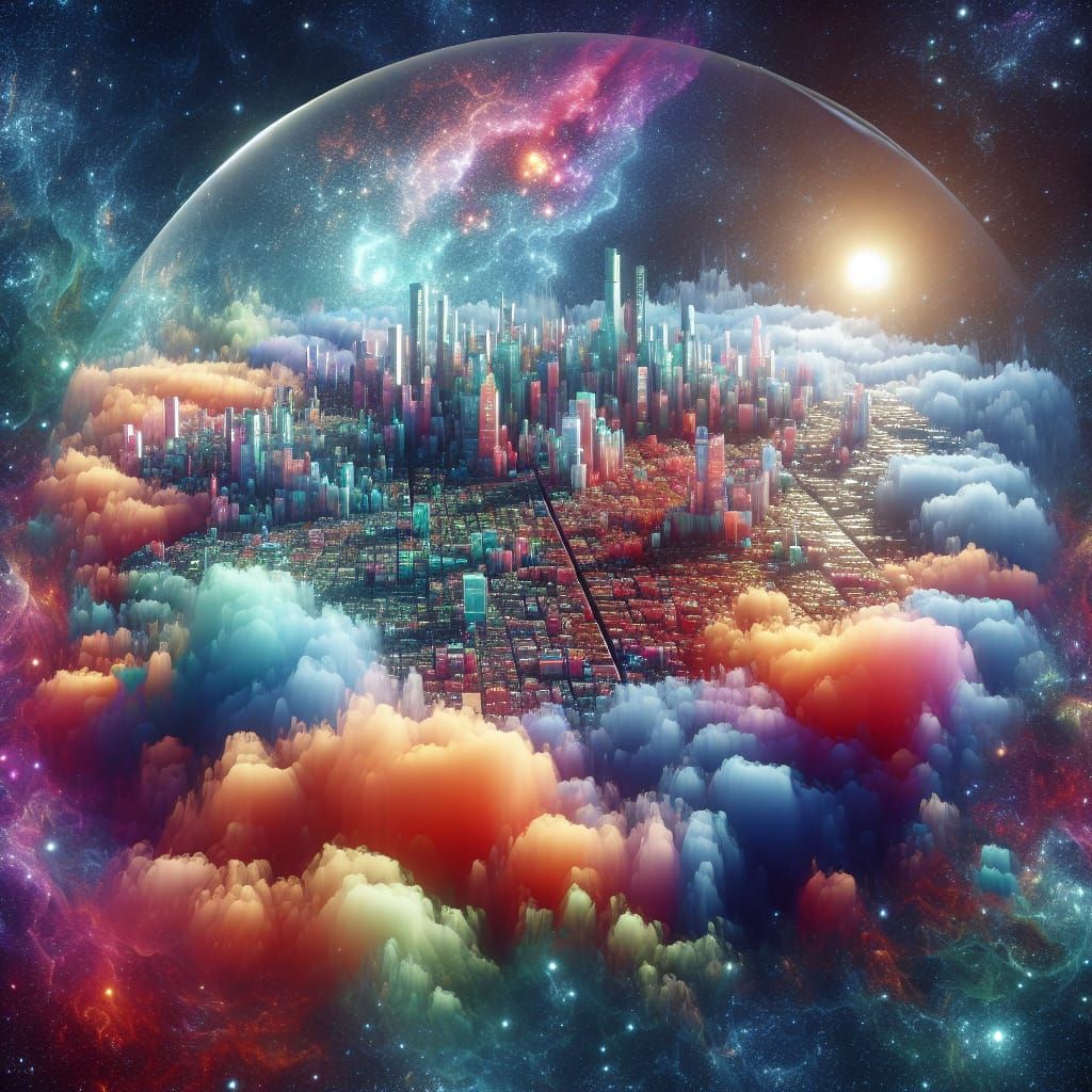 Vivid City Encased in Glass Galaxy