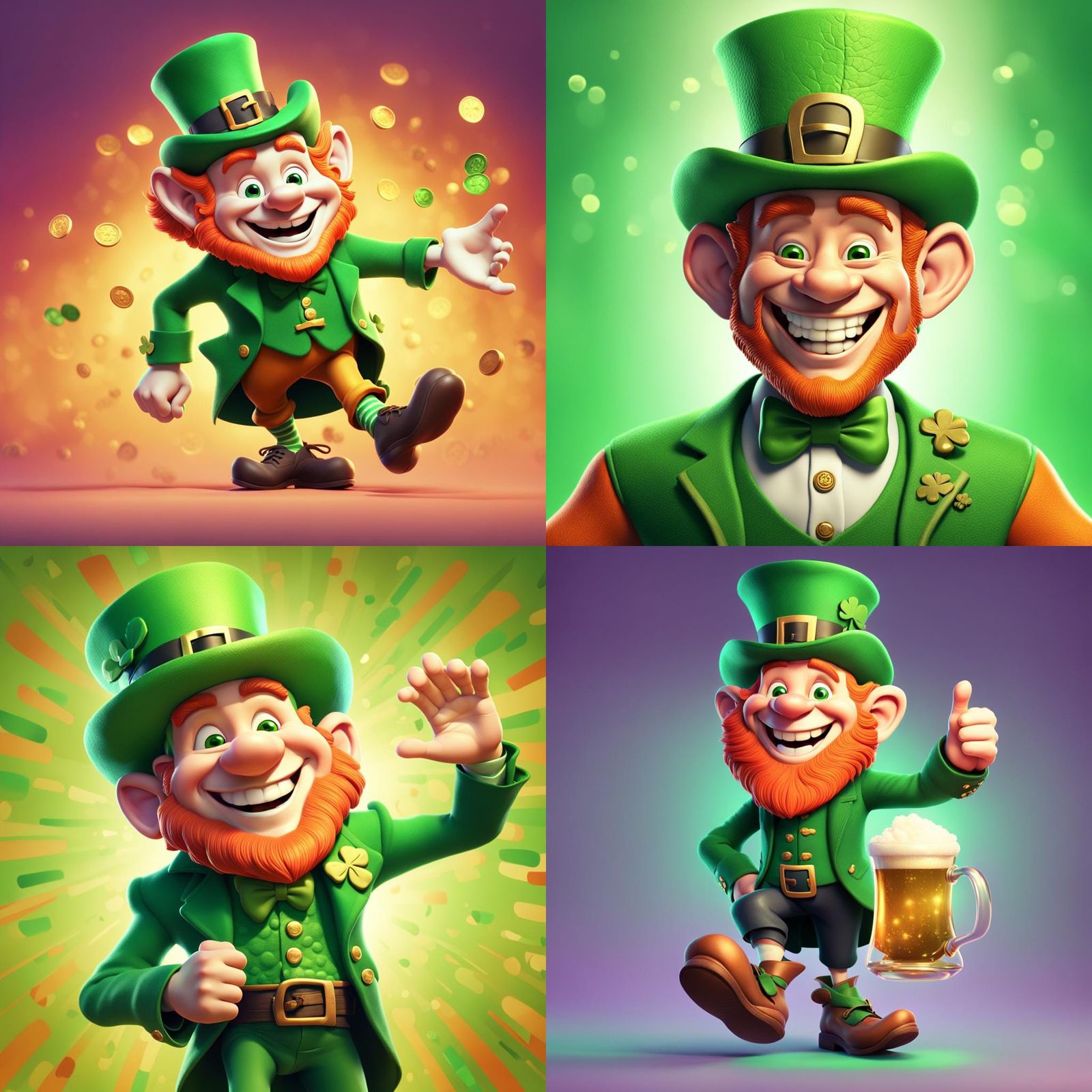 Happy Leprechaun with Big Smile in 3D Style