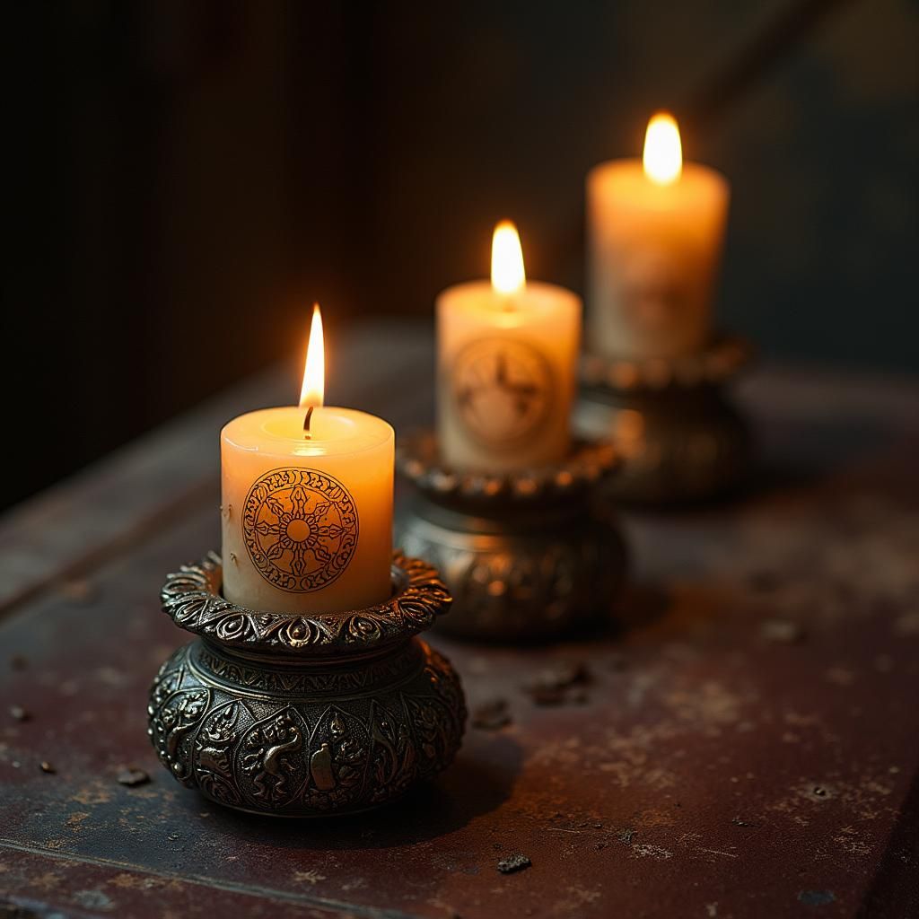 Mystical Candle Holders with Celestial Patterns