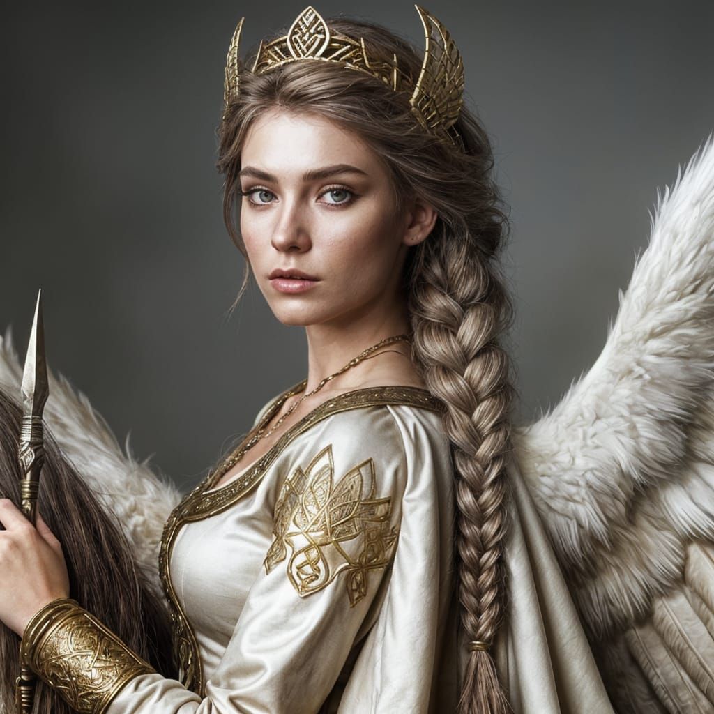 Valkyrie Goddess Astride Winged Horse: Matte Painting