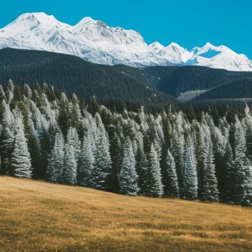 Alpine Snow Mountains and Pine Trees Photography
