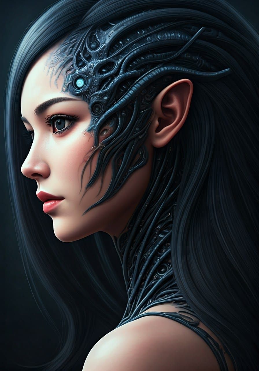 Ethereal Alien Hybrid in Profile