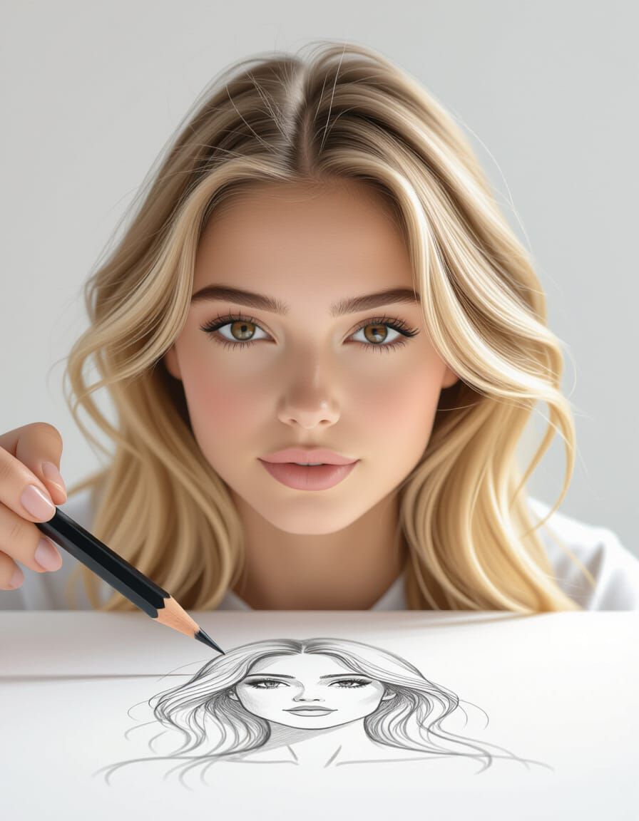 Photorealistic Portrait Sketch on Paper
