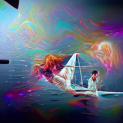 Dramatic Boat Scene in Astral Cosmic Style