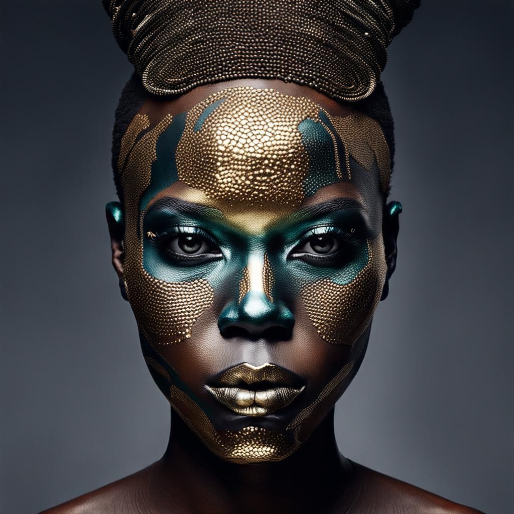 Metallic Afrocentric Portrait Inspired by Ingrid Baars