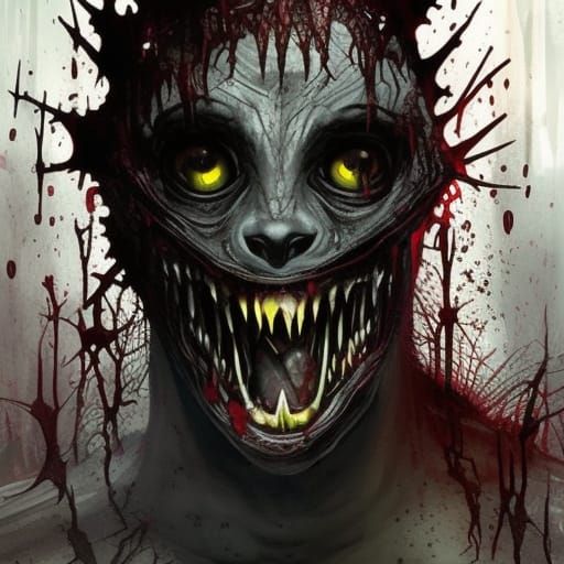Lovecraftian Horror: Mud-Smothered Werewolf's Eerie Smile