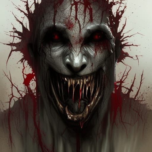 Lovecraftian Werewolf with Eerie Smile in Gothic Horror Styl...