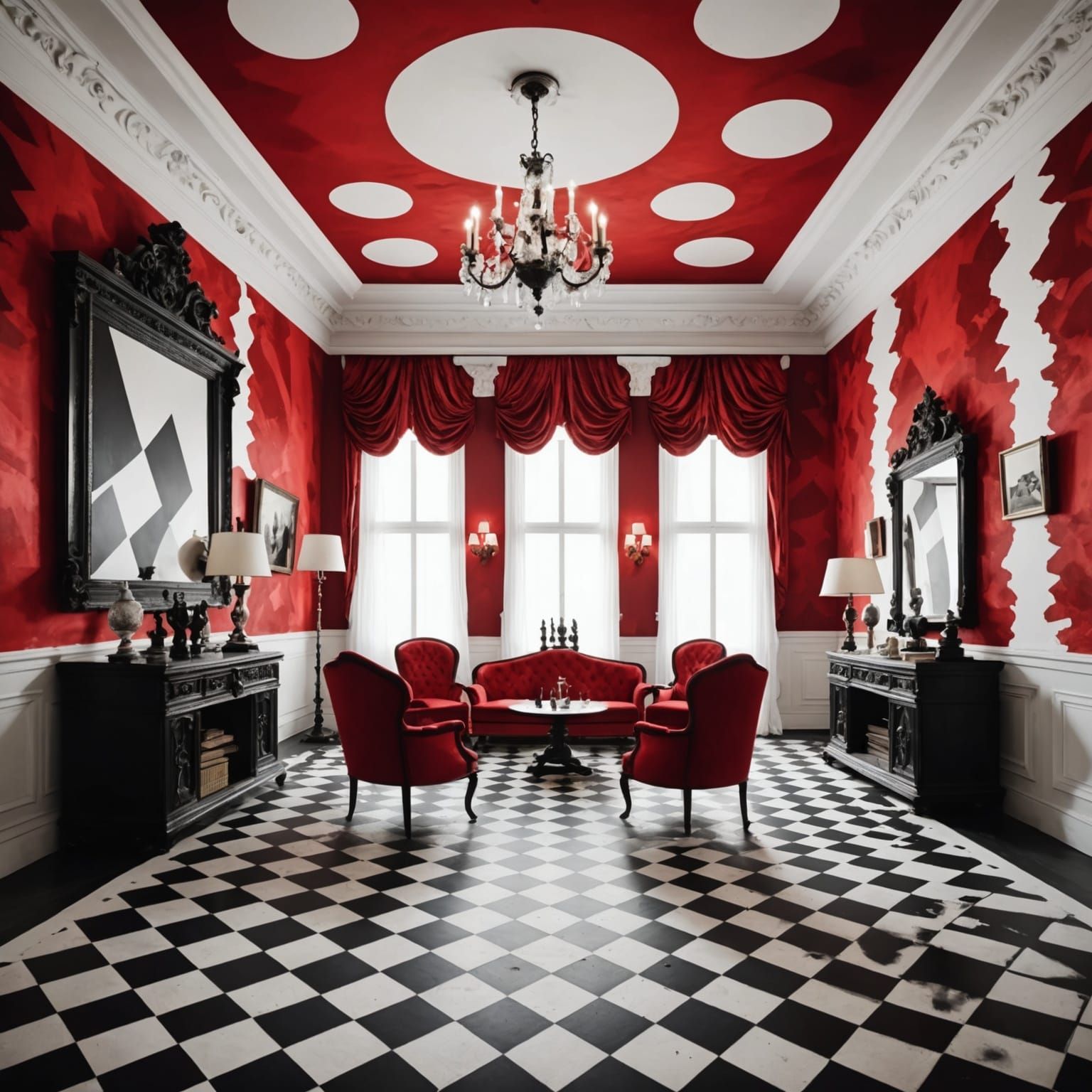 German Expressionist Room with Chess Figures