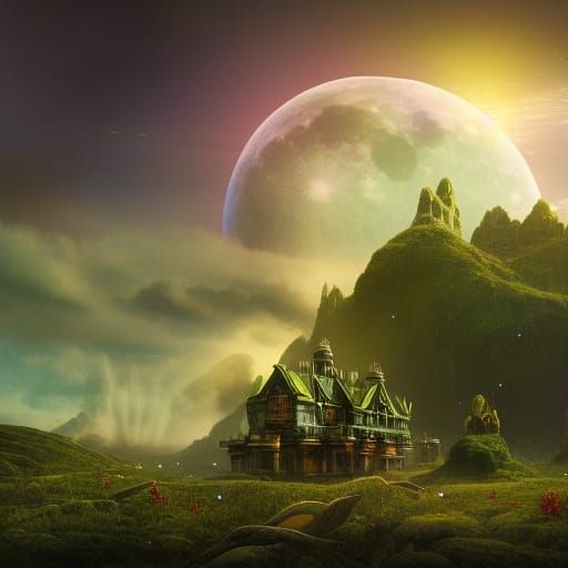 Vivid Alien World with Overgrown Vegetation