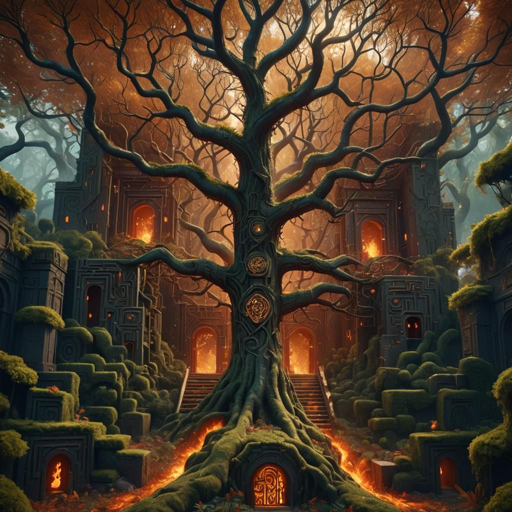 Fiery Exit Tree Maze in Celestial Fantasy
