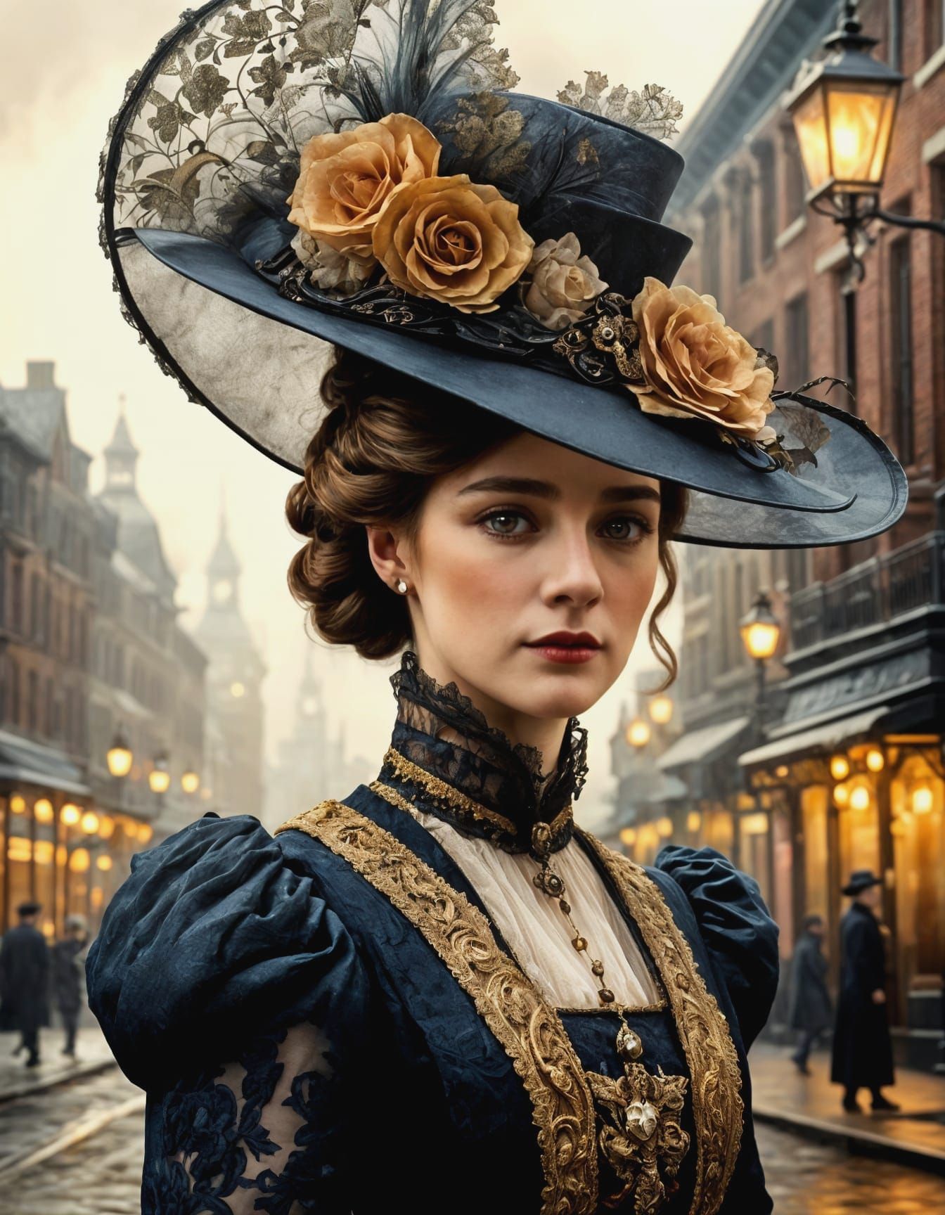 Victorian Woman With Cityscape Dress