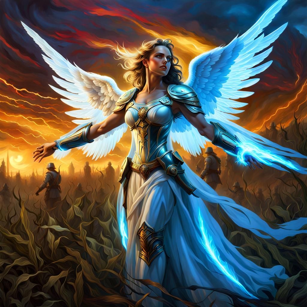 Bioluminescent angel saving lost souls during the American Civil War