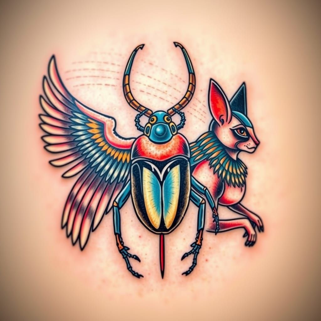 Egyptian Gods Tattoo Design in Comic Book Style