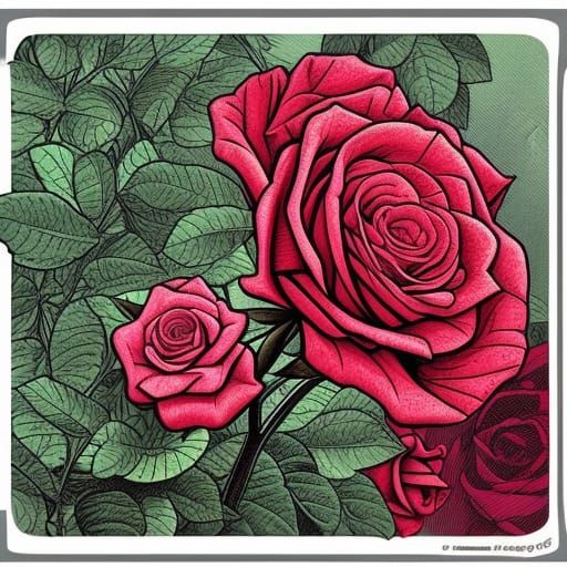 Caterpillar on Rose in Comic Book Style