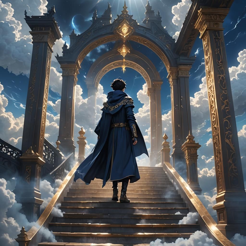 Prince Ascends to Heaven in Sci-Fi Anime Art