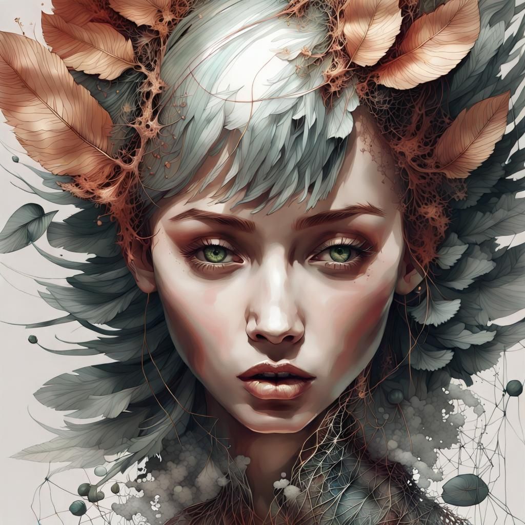 Feathered Flytrap with Filigree, Digital Art