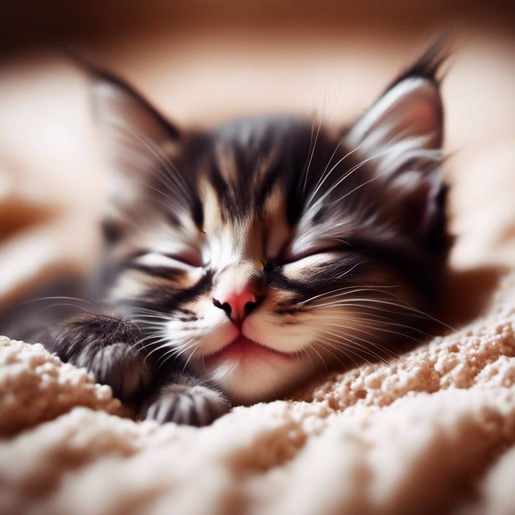 Cute Sleeping Kitten in Natural Light
