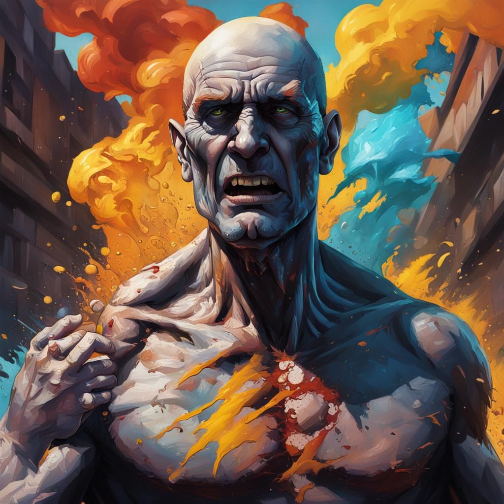 Dramatic Storyteller with Exposed Chest: Hyperrealistic Conc...