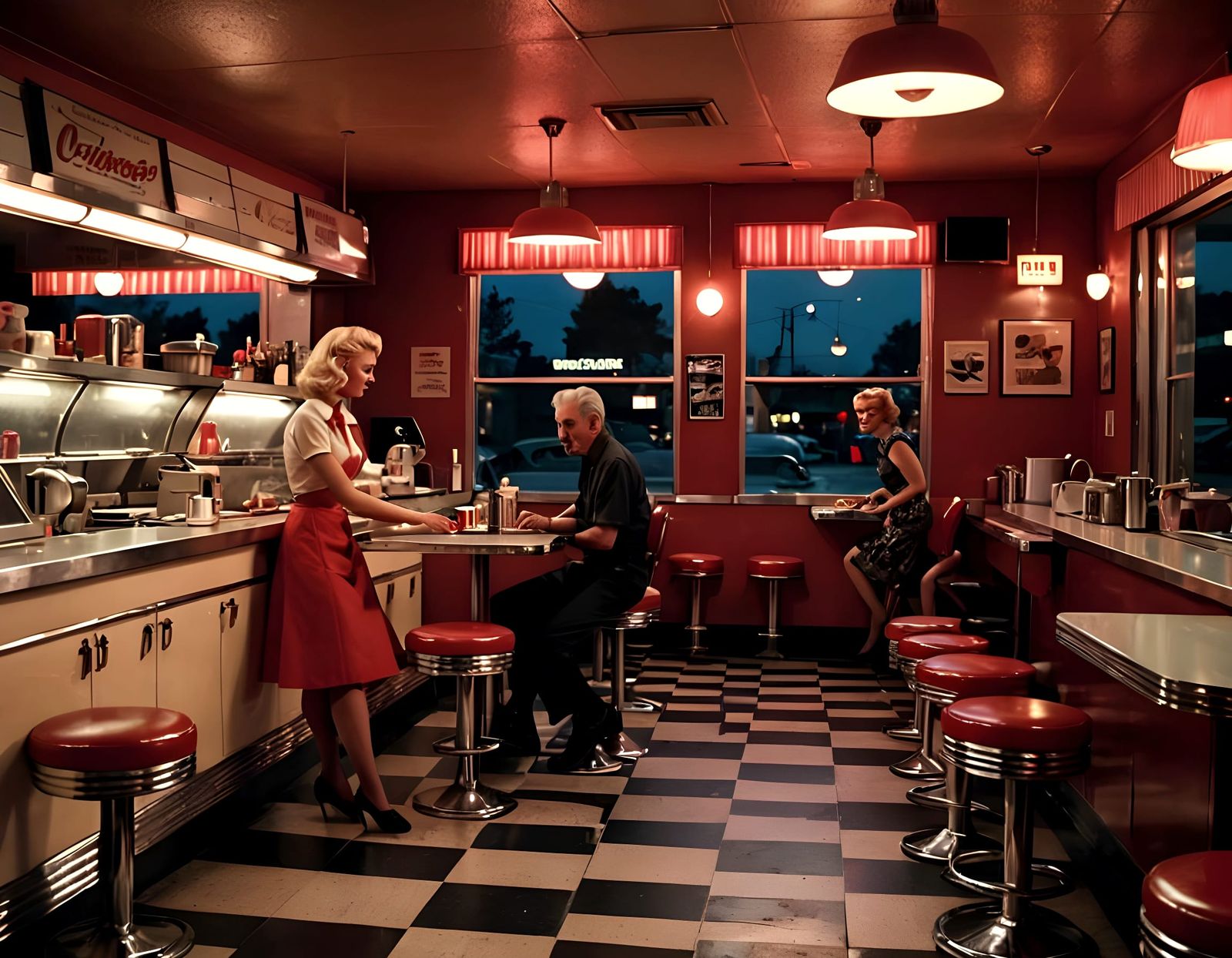 1950s Diner Interior in Edward Hopper Style
