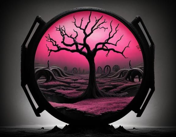 Surreal Melting Clock and Eye in Desolate Landscape