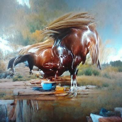 Surreal Horse Transformation: An Oil Painting