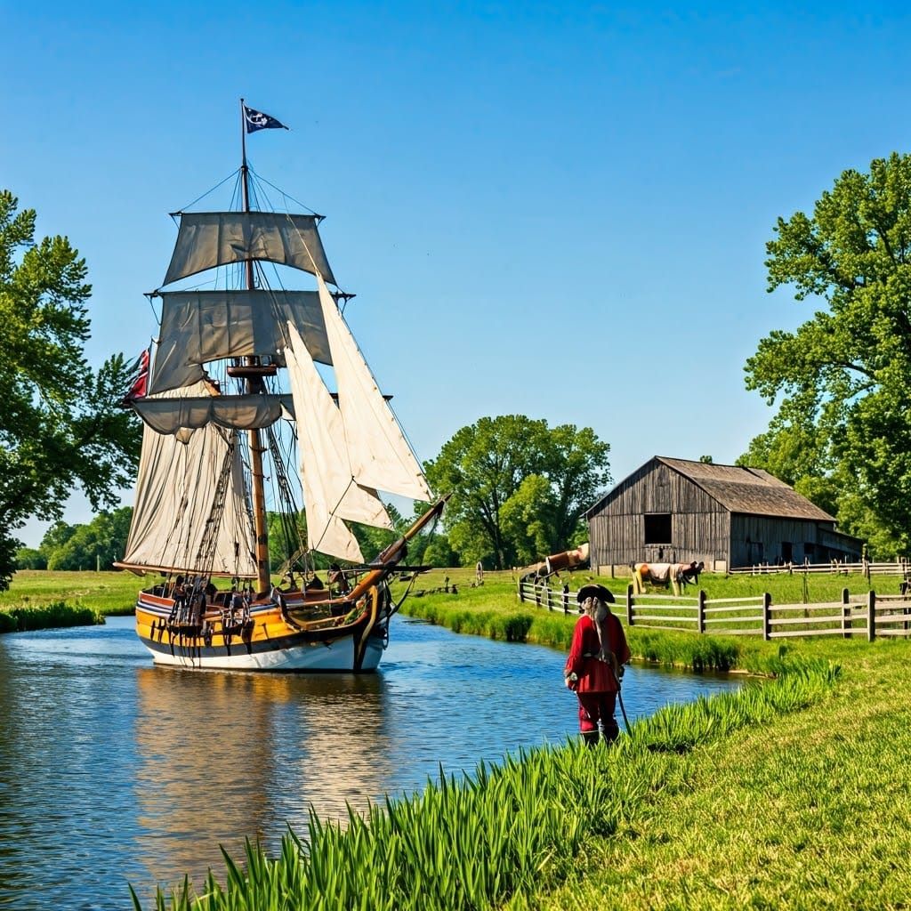 Pirate Ship Drifts Down Iowa River