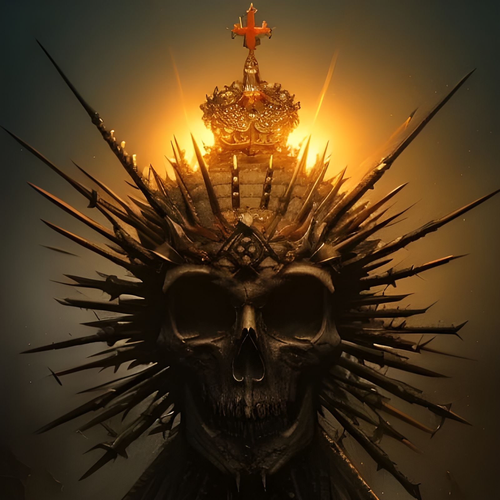 Spiked Crown Skull: Dark Fantasy Art