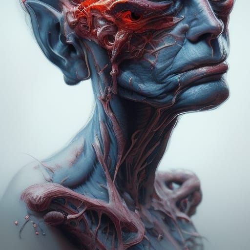 Detailed Cronenberg Devil Portrait in Digital Art Style