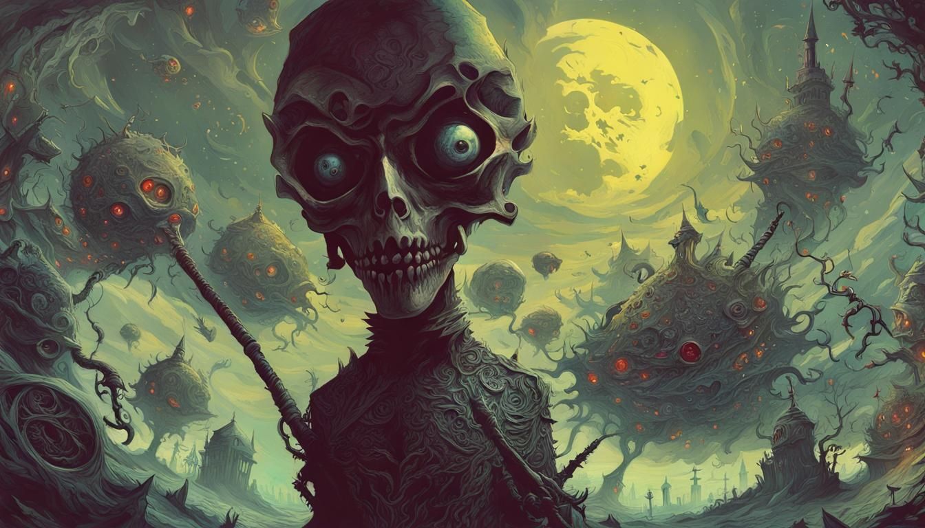 Surreal Horror Shadow Self in Mixed Media